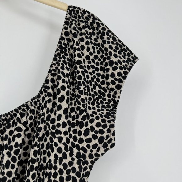 Topshop Size 8 Smocked Waist Leopard Polka Dot Mini Dress Brown Short Sleeve - Picture 2 of 9